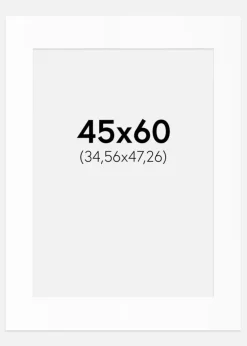 Passepartout Hvid Standard (Hvid kerne) 45x60 cm (34,56x47,26)