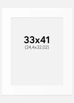 Passepartout Hvid Standard (Hvid kerne) 33x41 cm (24,4x32,02)