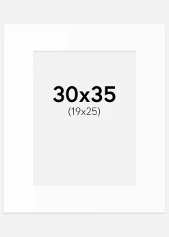 Passepartout Hvid Standard (Hvid kerne) 30x35 cm (19x25)
