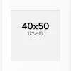 Passepartout Hvid Standard (Hvid kerne) 40x50 cm (29x40)