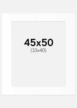 Passepartout Hvid Standard (Hvid kerne) 45x50 cm (33x40)