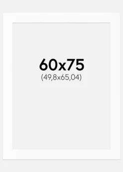 Passepartout Hvid Standard (Hvid kerne) 60x75 cm (49,8x65,04)