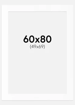 Passepartout Hvid Standard (Hvid kerne) 60x80 cm (49x69)