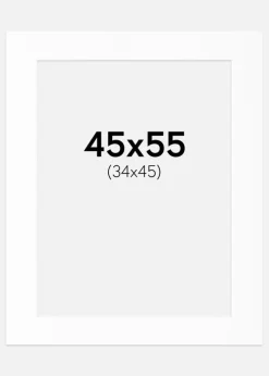 Passepartout Hvid Standard (Hvid kerne) 45x55 cm (34x45)
