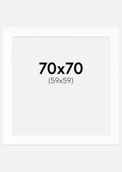 Passepartout Hvid Standard (Hvid kerne) 70x70 cm (59x59)