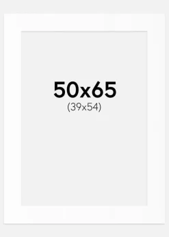 Passepartout Hvid Standard (Hvid kerne) 50x65 cm (39x54)