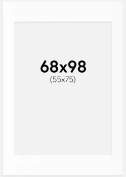Passepartout Hvid Standard (Hvid kerne) 68x98 cm (55x75)