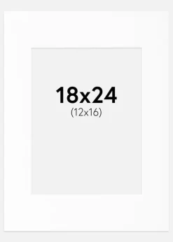 Passepartout Hvid Standard (Hvid kerne) 18x24 cm (12x16)