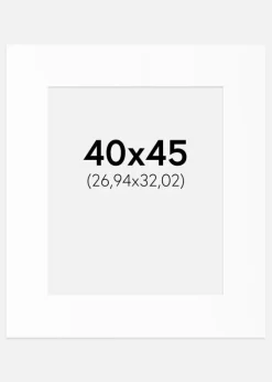 Passepartout Hvid Standard (Hvid kerne) 40x45 cm (26,94x32,02)
