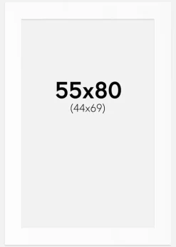 Passepartout Hvid Standard (Hvid kerne) 55x80 cm (44x69)