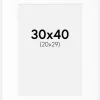 Passepartout Hvid Standard (Hvid kerne) 30x40 cm (20x29)