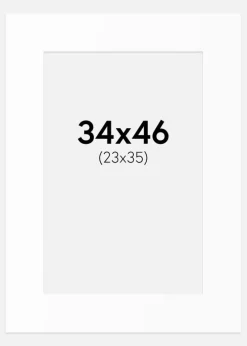 Passepartout Hvid Standard (Hvid kerne) 34x46 cm (23x35)