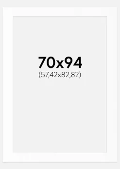 Passepartout Hvid Standard (Hvid kerne) 70x94 cm (57,42x82,82)