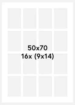 Passepartout Hvid 50x70 cm - 16 Billeder collage