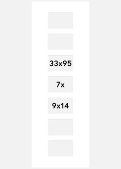 Passepartout Hvid 33x95 cm - Collage 7 Billeder (9x14 cm)