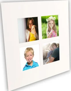 Passepartout Hvid 70x70 cm - Collage 4 Billeder (29x29 cm) (70x70 cm)