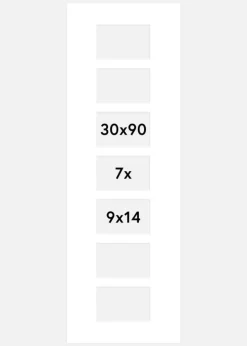 Passepartout Hvid 30x90 cm - Collage 7 Billeder (9x14 cm)