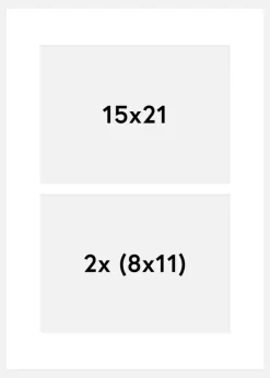 Passepartout Hvid 15x21 cm - Collage 2 Billeder (8x11 cm)