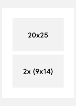 Passepartout Hvid 20x25 cm - Collage 2 Billeder (9x14 cm)