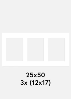 Passepartout Hvid 25x50 cm - Collage 3 Billeder (12x17 cm)