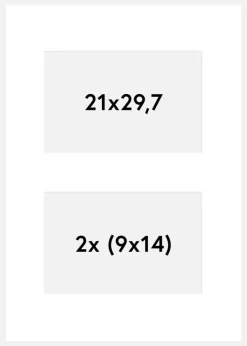 Passepartout Hvid 21x29,7 cm - Collage 2 Billeder (9x14 cm)