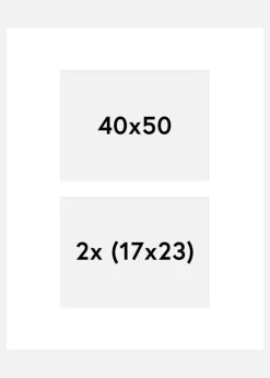 Passepartout Hvid 40x50 cm - Collage 2 Billeder (17x23 cm)