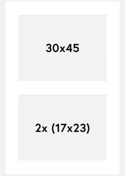 Passepartout Hvid 30x45 cm - Collage 2 Billeder (17x23 cm)