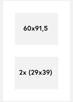 Passepartout Hvid 61x91,5 cm - Collage 2 Billeder (29x39 cm)