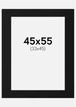 Passepartout Sort Standard (Hvid kerne) 45x55 cm (33x45)