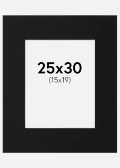 Passepartout Sort Standard (Hvid kerne) 25x30 cm (15x19)