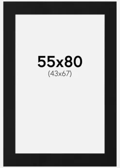 Passepartout Sort Standard (Hvid kerne) 55x80 cm (43x67)