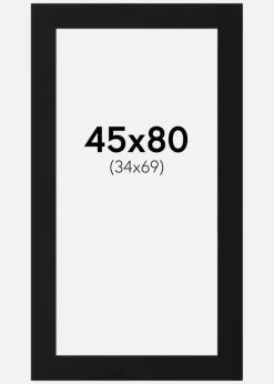 Passepartout Sort Standard (Hvid kerne) 45x80 cm (34x69)