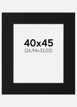 Passepartout Sort Standard (Hvid kerne) 40x45 cm (26,94x32,02)