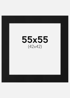 Passepartout Sort Standard (Hvid kerne) 55x55 cm (42x42)