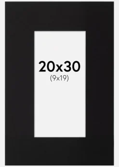 Passepartout Sort Standard (Hvid Kerne) 20x30 cm (9x19)