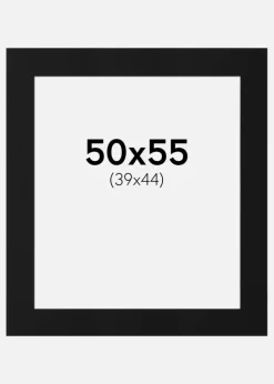 Passepartout Sort Standard (Hvid kerne) 50x55 cm (39x44)