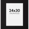 Passepartout Sort Standard (Hvid Kerne) 24x30 cm (14,24x19,32)