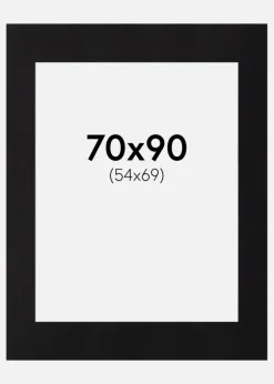 Passepartout Sort Standard (Hvid Kerne) 70x90 (54x69)