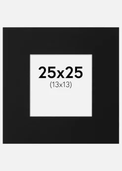 Passepartout Sort Standard (Hvid kerne) 25x25 cm (13x13)