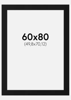 Passepartout Sort Standard (Hvid kerne) 60x80 cm (49,8x70,12)