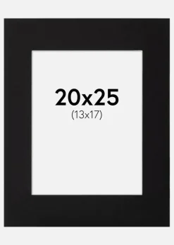Passepartout Sort Standard (Hvid Kerne) 20x25 cm (13x17)