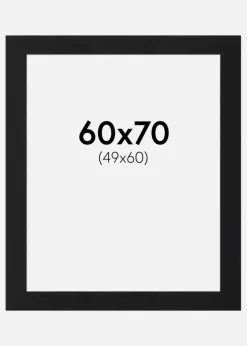 Passepartout Sort Standard (Hvid kerne) 60x70 cm (49x60)