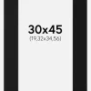 Passepartout Sort Standard (Hvid kerne) 30x45 cm (19,32x34,56)