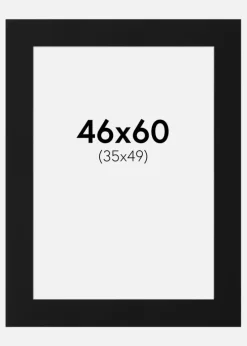 Passepartout Sort Standard (Hvid kerne) 46x60 cm (35x49)