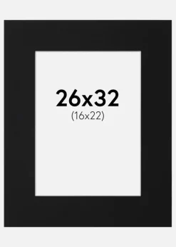Passepartout Sort Standard (Hvid kerne) 26x32 cm (16x22)