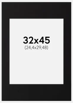 Passepartout Sort Standard (Hvid Kerne) 32x45 cm (24,4x29,48)