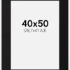 Passepartout Sort Standard (Hvid kerne) 40x50 cm (28,7x41 - A3)