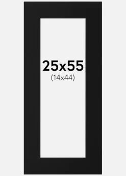 Passepartout Sort Standard (Hvid kerne) 25x55 cm (14x44)