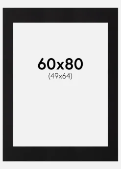 Passepartout Sort Standard (Hvid Kerne) 60x80 cm (49x64)