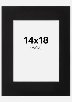 Passepartout Sort Standard (Hvid Kerne) 14x18 cm (9x12)